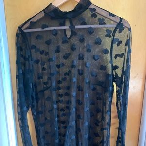 CLEARANCE: 4/$12 Sheer mesh heart too long-sleeve